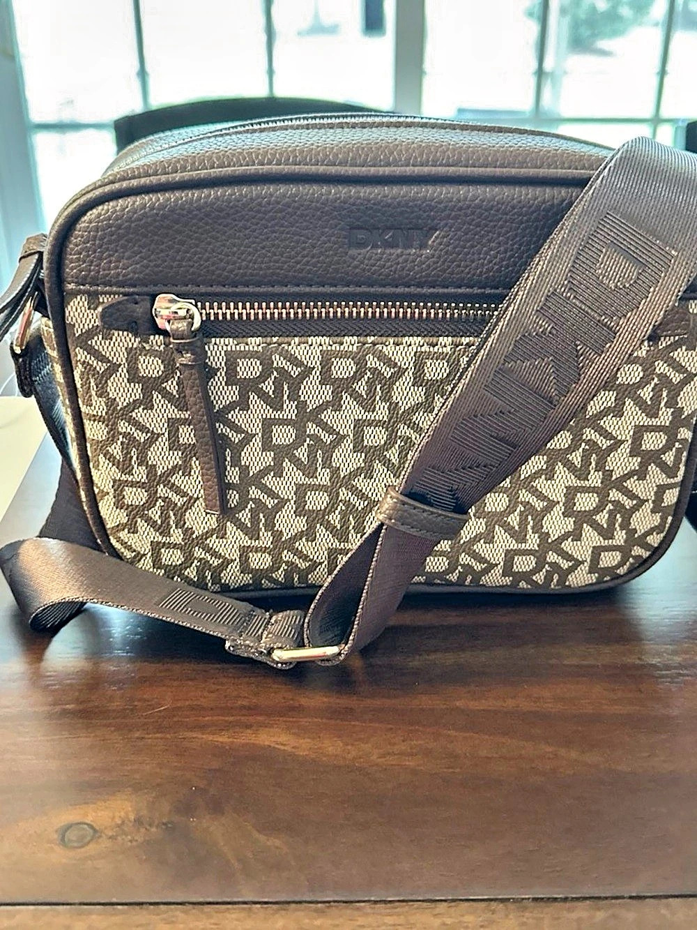 DKNY Bryant Ave Logo Camera Bag Brown & Beige